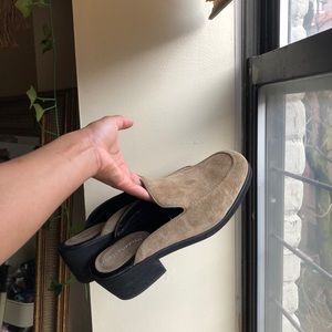 Hush puppies tan suede mule